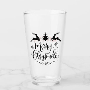 Verre Joyeux Noël personnalisé avec typographie de cerfs