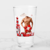 Verre Joyeux Noël SlipperyJoe cadeau blanc rouge argent (Devant)