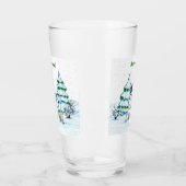 Verre Joyeux Noël ! Snowman avec chat et chiot (Gauche)