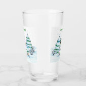 Verre Joyeux Noël ! Snowman avec chat et chiot (Droite)