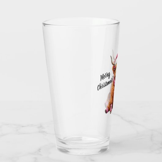 Verre Joyeux Noël vache Highland (Droite)