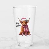 Verre Joyeux Noël vache Highland (Devant)