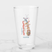 Verre Joyeux Pâques mignonne amusant lapin moderne oeuf (Dos)