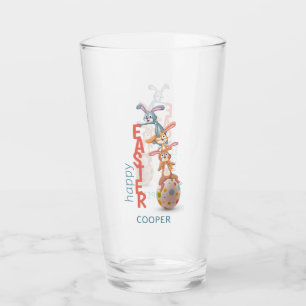 Verre Joyeux Pâques mignonne amusant lapin moderne oeuf