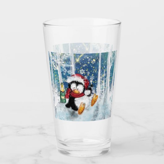 Verre Joyeux pingouin - Noël (Devant)