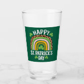Verre Joyeux Saint Patrick's Day Shamrock arc-en-ciel (Devant)