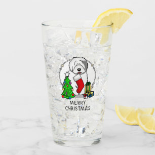 Verre Joyeux sapin de Noël 2 Vieux anglais Chien de mer 