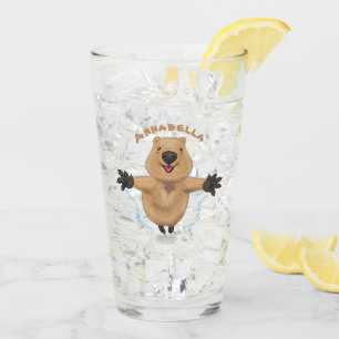 Verre Joyeux sauter quokka dessin animé