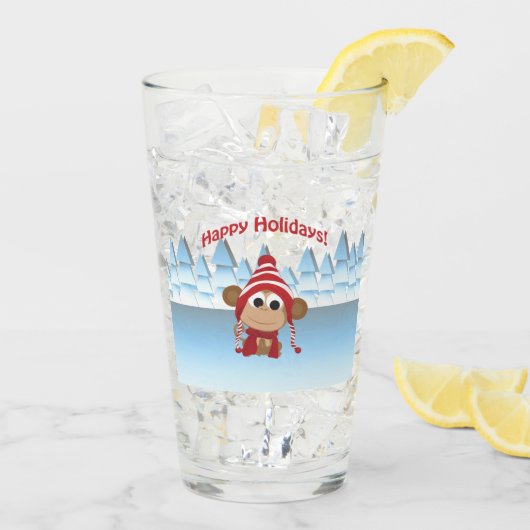 Verre Joyeux singe des fêtes (Dos glace)