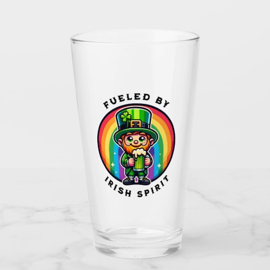 Verre Joyeux St Patrick's Day Leprechaun avec bière vert (Devant)