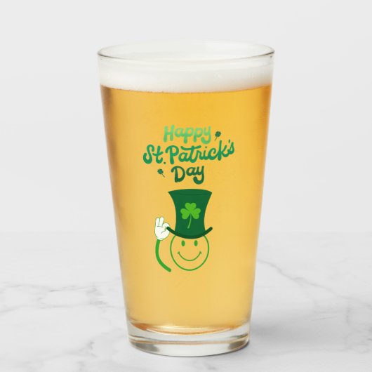 Verre Joyeux St. Patrick's Day Smile Face (Devant (rempli))