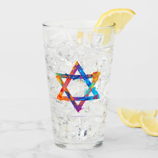 Verre Judaïque - Lunettes de boisson - Etoiles juives -  (Dos glace)
