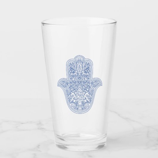 Verre Judaïque - Lunettes de boisson - Hamsa Design (Devant)