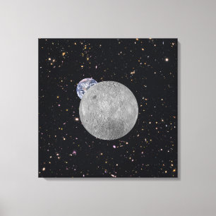 Verre kant van de Moon Earth Starry Sky Canvas Afdruk