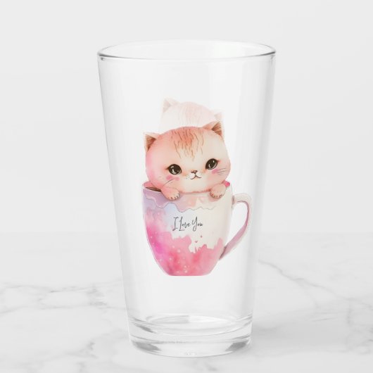 Verre Kawaii Chat Chibi Rose Blushing (Dos)