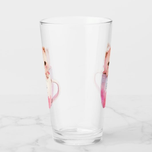 Verre Kawaii Chat Chibi Rose Blushing (Droite)