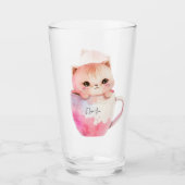 Verre Kawaii Chat Chibi Rose Blushing (Devant)