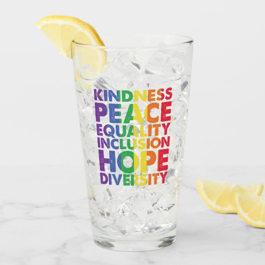 Verre Kindness Peace Equality Love Inclusion Hope LGBT (Devant glace)