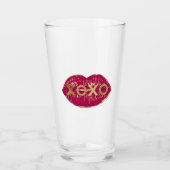 Verre Kiss Red Lips Gold Parties scintillant XOXO (Devant)
