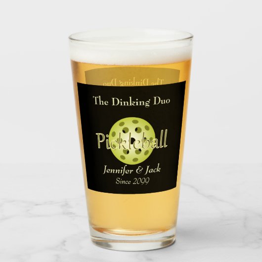 Verre La bière Dinking Duo ou Dude Pickleball Pint (Devant (rempli))
