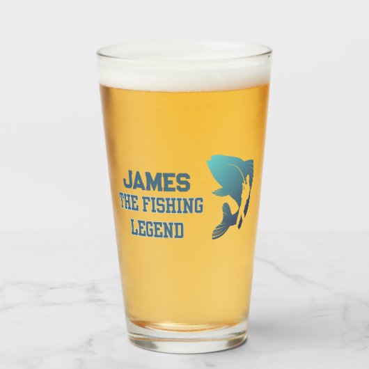 Verre La légende de la pêche personnalisée (Devant (rempli))