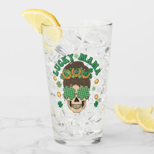 Verre La Lucky Mama Skeleton de St. Patrick (Devant glace)