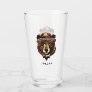 Verre La mode d'ours d'aquarelle ajoutent votre nom