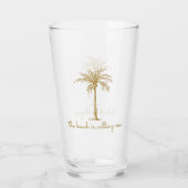 Verre La plage m'appelle Palmier à coco doré (Dos)