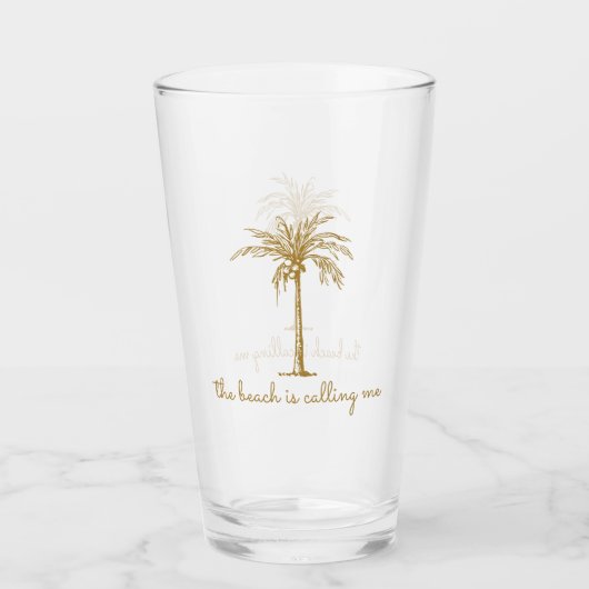 Verre La plage m'appelle Palmier à coco doré (Devant)