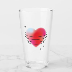 Verre La Saint Valentin planète coeur rouge