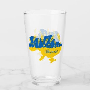 Verre La typographie ukrainienne et l'oreille au blé sur