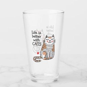 Verre La vie est meilleure avec des chats Doodle