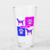 Verre Labrador Retriever Silhouette Chien & Paw Pink Blu (Devant)