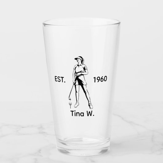 Verre Lady Golfer Nom et année personnalisés (Devant)