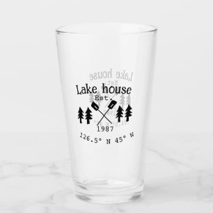 Verre Lake house et. Date année coordonnées personnalisé