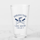 Verre Lake House Nom de famille Oars croisés Poisson (Devant)