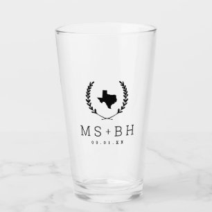 Verre Laurel Crest Texas Mariage Monogramme