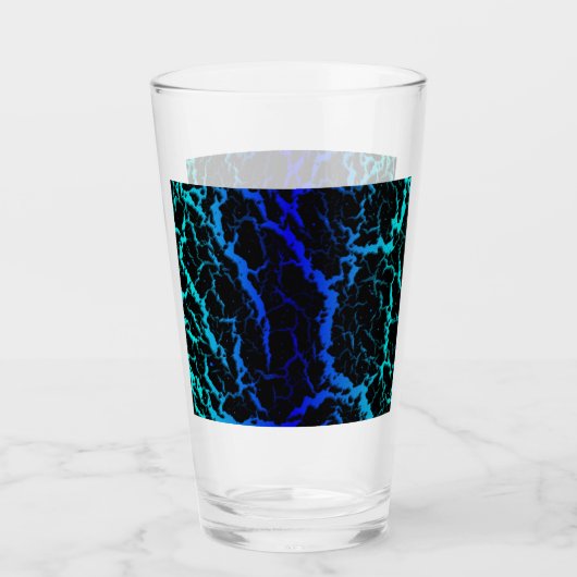 Verre Lave spatiale craquelée - Cyan/Bleu (Devant)