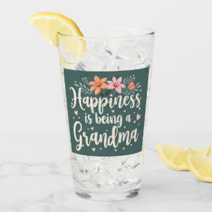 Verre Le bonheur est d'être grand-mère Floral Cottagecor