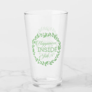 Verre Le Bonheur Est Une Guirlande Verte À L'Intérieur D
