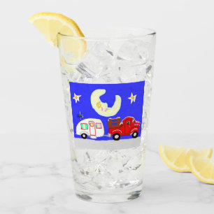 Verre Le camion, la remorque et la lune somnolente