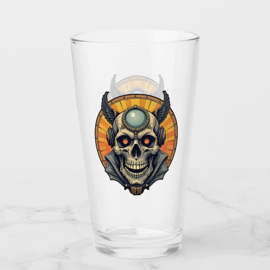 Verre Le crâne ailé. (Devant)