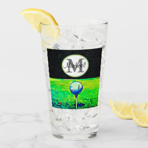 Verre Le noir nommé jouant au golf frais de monogramme