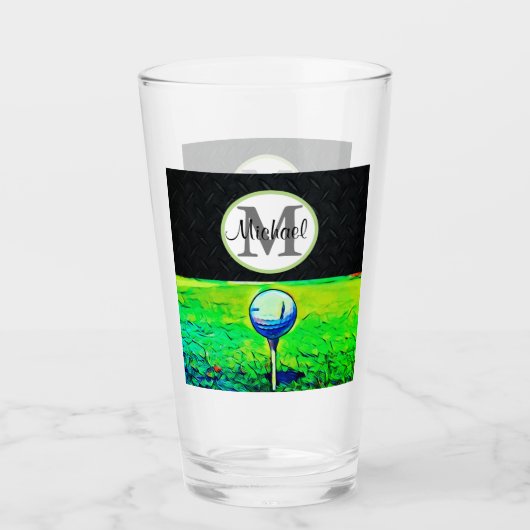 Verre Le noir nommé jouant au golf frais de monogramme (Devant)
