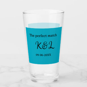 Verre Le nom du couple parfait lettre date bleu sim
