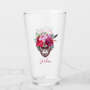 Verre Le visage de singe de fleur ajoutent votre nom