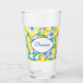 Verre Lemons & Blue Gingham Personalized Glass (Devant)