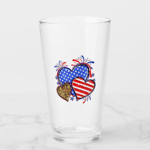 Verre Leopard American Flag Heart 4 juillet USA