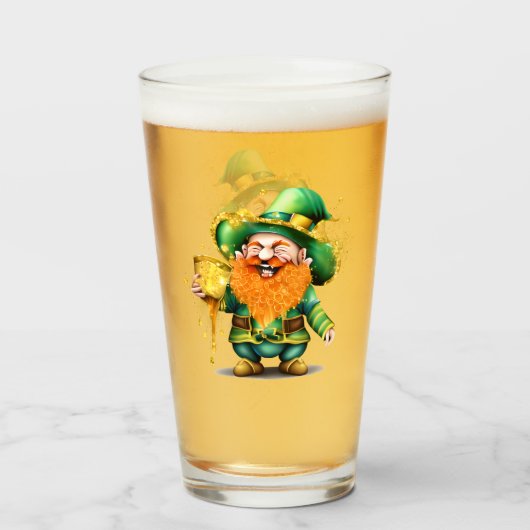 Verre Leprechaun gnome Saint Patrick's Day a de la chanc (Devant (rempli))