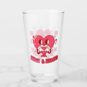 Verre "Les câlins et les baisers" | Coeur rose mignon et (Dos)